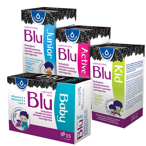 Blu Junior, Blu Kid, Blu Active, Blu Baby - Oleofarm - oils, juices, diet  supplement
